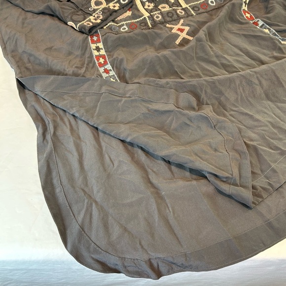 JOHNNY WAS Biya Sz XL Slate Grey Silk Embroidered Tunic Midi Dress Long Sleeve - Picture 8 of 11